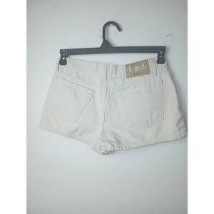 Vtg LEI Micro Mini Shorts Pockets Off White Cream Y2K Juniors Size 7 Cotton